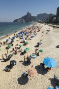 Picture taken with drone of the Ipanema Beach with the Morro Dois Irmaos (Two Brothers Mountain) and Rock of Gavea in the background - Rio de Janeiro city - Rio de Janeiro state (RJ) - Brazil