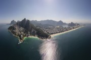 Picture taken with drone of the Vidigal Beach with Two Brothers Mountain and part of south zone - Rio de Janeiro city - Rio de Janeiro state (RJ) - Brazil
