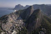 Picture taken with drone of the Vidigal slum with the Sao Conrado Beach and Rock of Gavea in the background - Rio de Janeiro city - Rio de Janeiro state (RJ) - Brazil