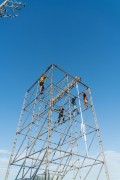 Metal structure being assembled for event on Copacabana Beach - Rio de Janeiro city - Rio de Janeiro state (RJ) - Brazil