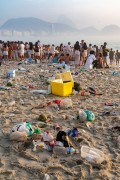 Trash left on the sand of Copacabana Beach after New Years Eve - Rio de Janeiro city - Rio de Janeiro state (RJ) - Brazil