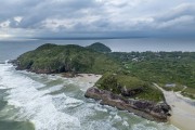 Picture taken with drone of thef Boia Beach and Encantadas Cave - Paranagua city - Parana state (PR) - Brazil