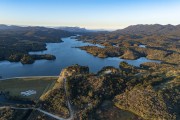 Picture taken with drone of the Piraquara II Dam - Supplies part of the metropolitan region of Curitiba  - Piraquara city - Parana state (PR) - Brazil