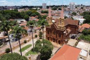 Picture taken with drone of Sao Domingos Church (1904) built in Tapiocanga by Dominican priests - Uberaba city - Minas Gerais state (MG) - Brazil