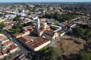 Picture taken with drone of Nossa Senhora da Abadia Church (1884) - the city patron - Uberaba city - Minas Gerais state (MG) - Brazil