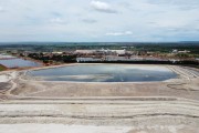 Picture taken with drone of a pile of phosphogypsum from the company Mosaic - Uberaba city - Minas Gerais state (MG) - Brazil