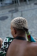 Reveler with colorful hair during the original Reveler Contest - Cinelandia - Rio de Janeiro city - Rio de Janeiro state (RJ) - Brazil