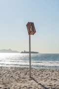 Flagpole with wooden boxe on top - Copacabana Beach - Rio de Janeiro city - Rio de Janeiro state (RJ) - Brazil