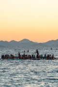 Practitioners of Stand up paddle watching the sunrise - post 6 of Copacabana Beach - Rio de Janeiro city - Rio de Janeiro state (RJ) - Brazil